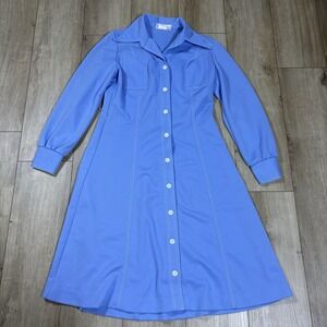 Kenny Classics Womens Blue Vintage Dress Peasant Western Classic Comfy Measuremn
